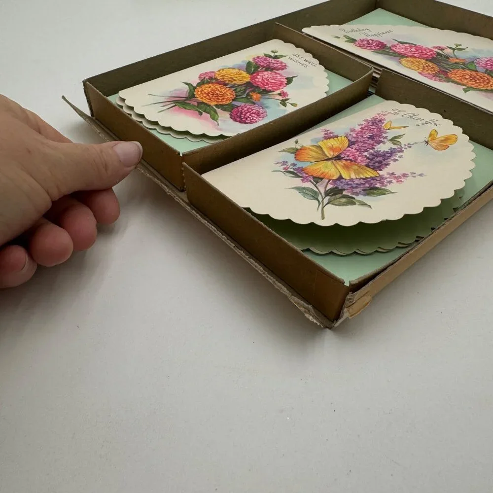 Vintage Greeting card partial set original box 60s 70s